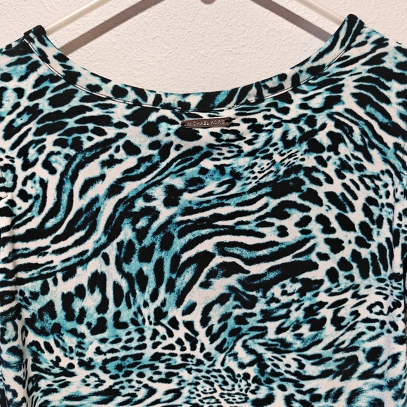 Michael Kors Cheetah Print Dress Small NWOT Cold Shoulder Short Sleeve Body Con - Picture 3 of 6